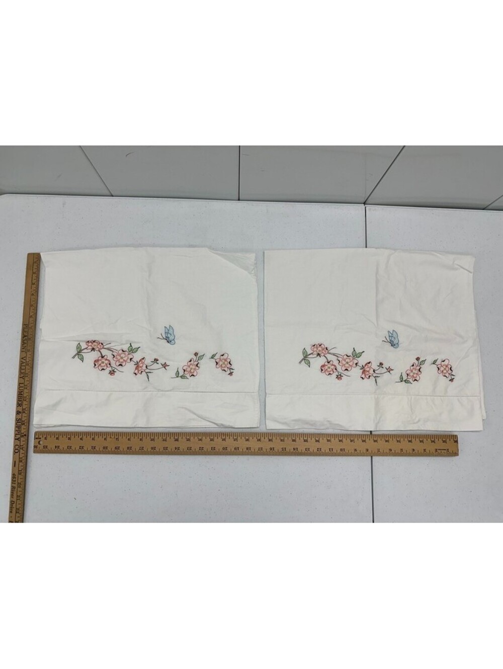 Floral Butterfly Vintage Cotton Hand Embroidered Pillowcases